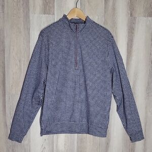 🛍Donald Ross‎ Mens Medium Quarter Zip Pullover Navy White Houndstooth Casual